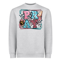 Heather Grey Pray leopard frame Heavyweight Sweatshirt - LillyAllenDesigns