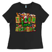 Black teach love inspire with Christmas and teacher elements Ladies Tee - AdoDesignShop