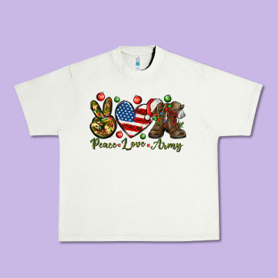 Peace Love Army Christmas Urban Heavy Tee Designed By Nancycooperartshop