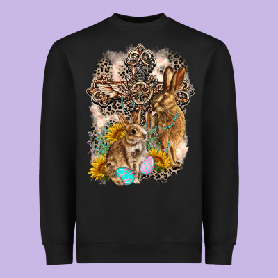 Western Rabbit With Crosses Heavyweight Sweatshirt Designed By Lillyallendesigns
