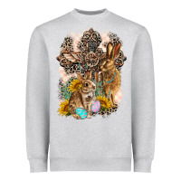 Heather Grey Western Rabbit with Crosses Heavyweight Sweatshirt - LillyAllenDesigns
