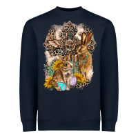 Navy Western Rabbit with Crosses Heavyweight Sweatshirt - LillyAllenDesigns