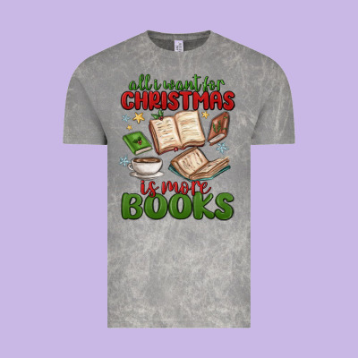 All I Want For Christmas Is More Books Vintage Tee Designed By Maliassmallbusiness