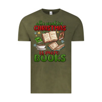 Vintage Olive all i want for christmas is more books Vintage Tee - MaliasSmallBusiness
