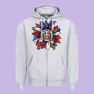 Dominican Sunflower Zipper Hoodie Designed By Texasbilliewilder