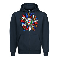 Navy dominican sunflower Zipper Hoodie - texasbilliewilder