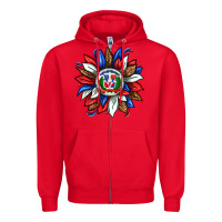 Red dominican sunflower Zipper Hoodie - texasbilliewilder