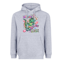 Heather Grey Easter Saurus Rex Easter Day Heavyweight Hoodie - CowGirlArtShop