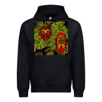 Black african masks and monstera leaf seamless pattern Urban Hoodie - BundleAndBundleShop