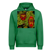Emerald african masks and monstera leaf seamless pattern Urban Hoodie - BundleAndBundleShop