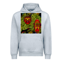 Heather Grey african masks and monstera leaf seamless pattern Urban Hoodie - BundleAndBundleShop