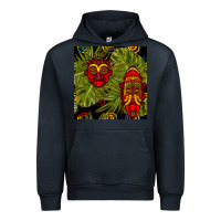 Navy african masks and monstera leaf seamless pattern Urban Hoodie - BundleAndBundleShop