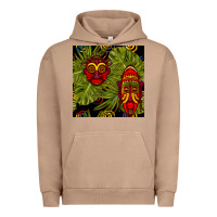 Pigment Burro african masks and monstera leaf seamless pattern Urban Hoodie - BundleAndBundleShop