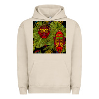 Pigment French Oak african masks and monstera leaf seamless pattern Urban Hoodie - BundleAndBundleShop