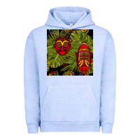 African Masks And Monstera Leaf Seamless Pattern Urban Hoodie | Teevron
