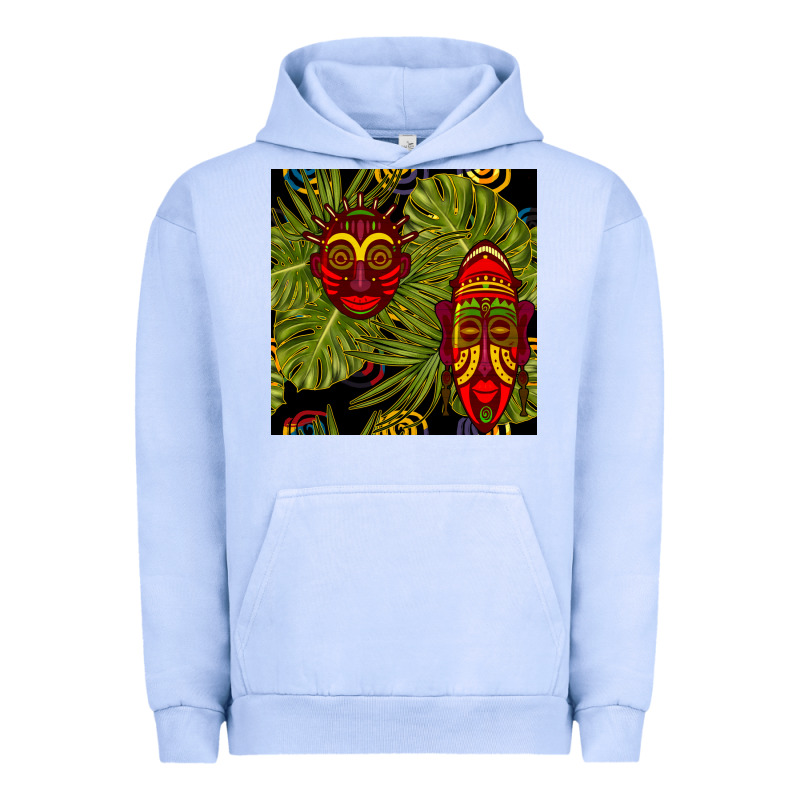 African Masks And Monstera Leaf Seamless Pattern Urban Hoodie by BundleAndBundleShop | Teevron