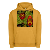 Pigment Peanut Butter african masks and monstera leaf seamless pattern Urban Hoodie - BundleAndBundleShop