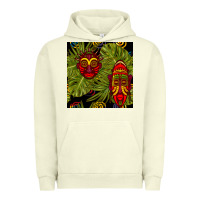 Pigment Pistachio african masks and monstera leaf seamless pattern Urban Hoodie - BundleAndBundleShop
