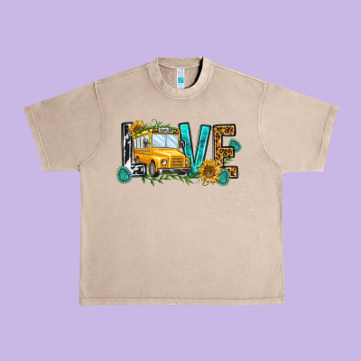 School Bus Love Urban Heavy Tee Designed By Nancycooperartshop