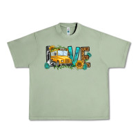 Oil Green school bus love Urban Heavy Tee - NancyCooperArtShop