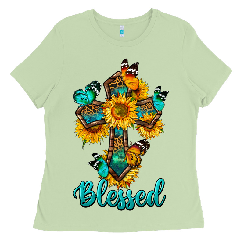 Cross With Butterfly Blessed Ladies Tee by BundleAndBundleShop | Teevron