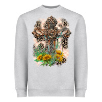 Heather Grey Western with Crosses Heavyweight Sweatshirt - LillyAllenDesigns