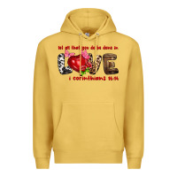 Antique Gold Let all that you do be done in love i corinthians Premium Hoodie - HowdyJamesFarm