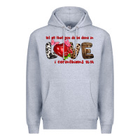 Heather Grey Let all that you do be done in love i corinthians Premium Hoodie - HowdyJamesFarm