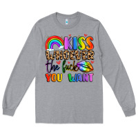 Heather Grey kiss whoever the fuck you want Long Sleeve Tee - LillyAllenDesigns