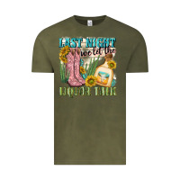 Vintage Olive last night we let the liquar talk Vintage Tee - NancyCooperArtShop