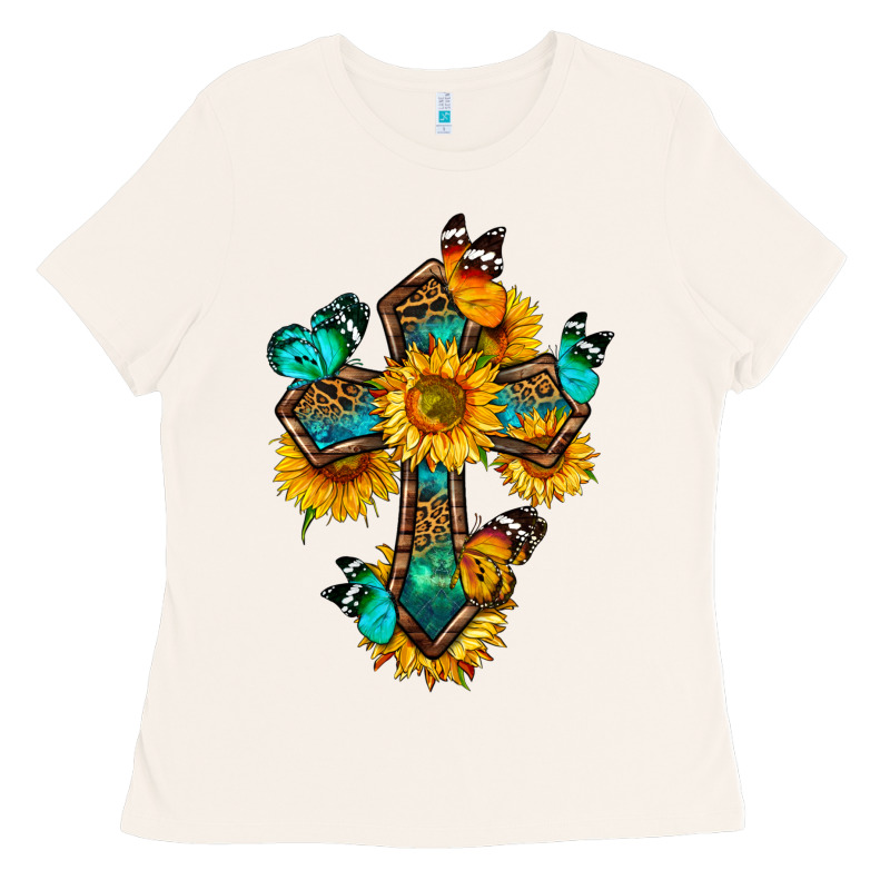 Cross With Butterfly Ladies Tee by BundleAndBundleShop | Teevron