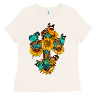 Bone cross with butterfly Ladies Tee - BundleAndBundleShop