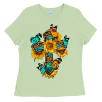 Matcha cross with butterfly Ladies Tee - BundleAndBundleShop