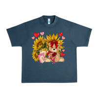 Midnight Navy valentines day sunflowers with bear hjf Urban Heavy Tee - NancyCooperArtShop