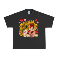 Pigment Black valentines day sunflowers with bear hjf Urban Heavy Tee - NancyCooperArtShop
