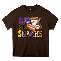 Chocolate Brown i'm just here for the snacks baseball purple and g Heavy Core Tee - Jasminsmagicworld