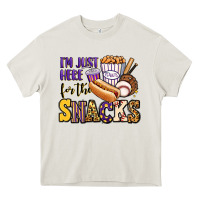 Cream i'm just here for the snacks baseball purple and g Heavy Core Tee - Jasminsmagicworld
