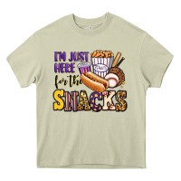 Mossy i'm just here for the snacks baseball purple and g Heavy Core Tee - Jasminsmagicworld