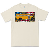 Bone school bus camouflage american flag license plate Premium Tee - Artiststas