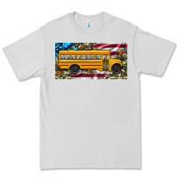 Dove Grey school bus camouflage american flag license plate Premium Tee - Artiststas