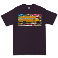Plum school bus camouflage american flag license plate Premium Tee - Artiststas