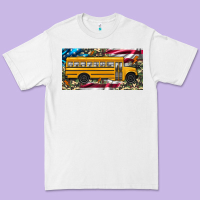 School Bus Camouflage American Flag License Plate Premium Tee Designed By Artiststas