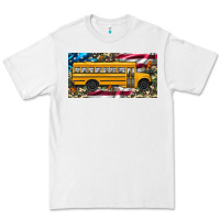 White school bus camouflage american flag license plate Premium Tee - Artiststas