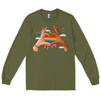 Army Green lgbtq pride hands Long Sleeve Tee - LillyAllenDesigns