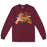 Burgundy lgbtq pride hands Long Sleeve Tee - LillyAllenDesigns