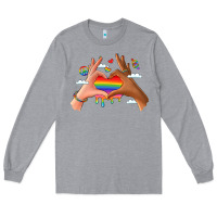 Heather Grey lgbtq pride hands Long Sleeve Tee - LillyAllenDesigns