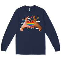 Navy lgbtq pride hands Long Sleeve Tee - LillyAllenDesigns