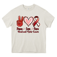 Cream peace love cure head and neck cancer Heavy Core Tee - Jasminsmagicworld