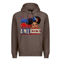 Coffee little miss america black girl peekaboo Premium Hoodie - CowGirlArtShop