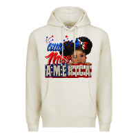 Oatmeal Heather little miss america black girl peekaboo Premium Hoodie - CowGirlArtShop
